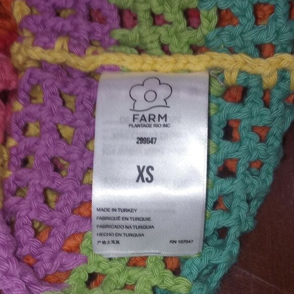 Farm Rio Colorful Rainbow Crochet Knit Dress - XS  **Missing Slip / Dress Only** - Picture 9 of 12
